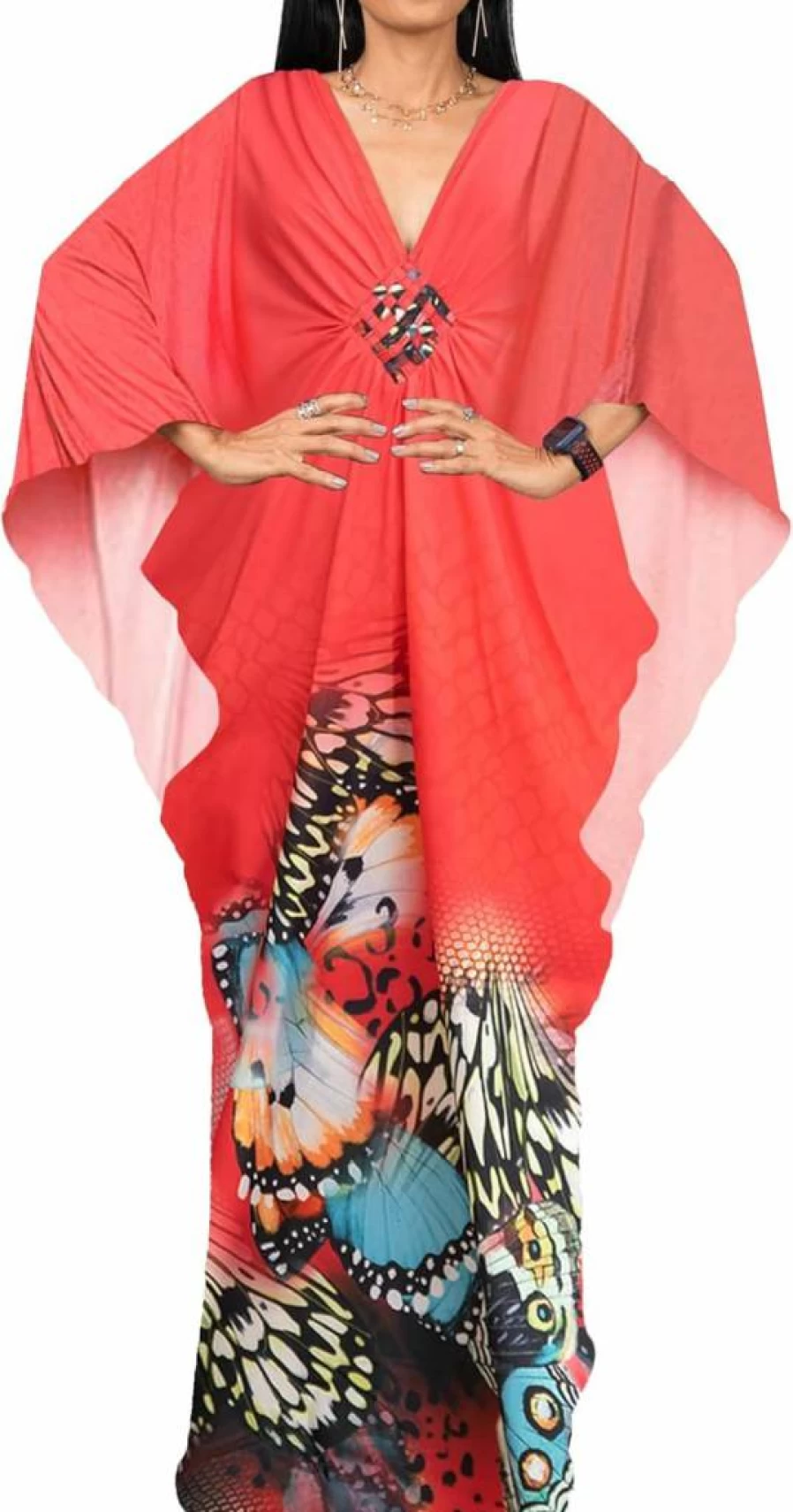 Bsubseach Women's Plus Size Ethnic Print Kaftan Beach Cover Up Dress for Swimwear