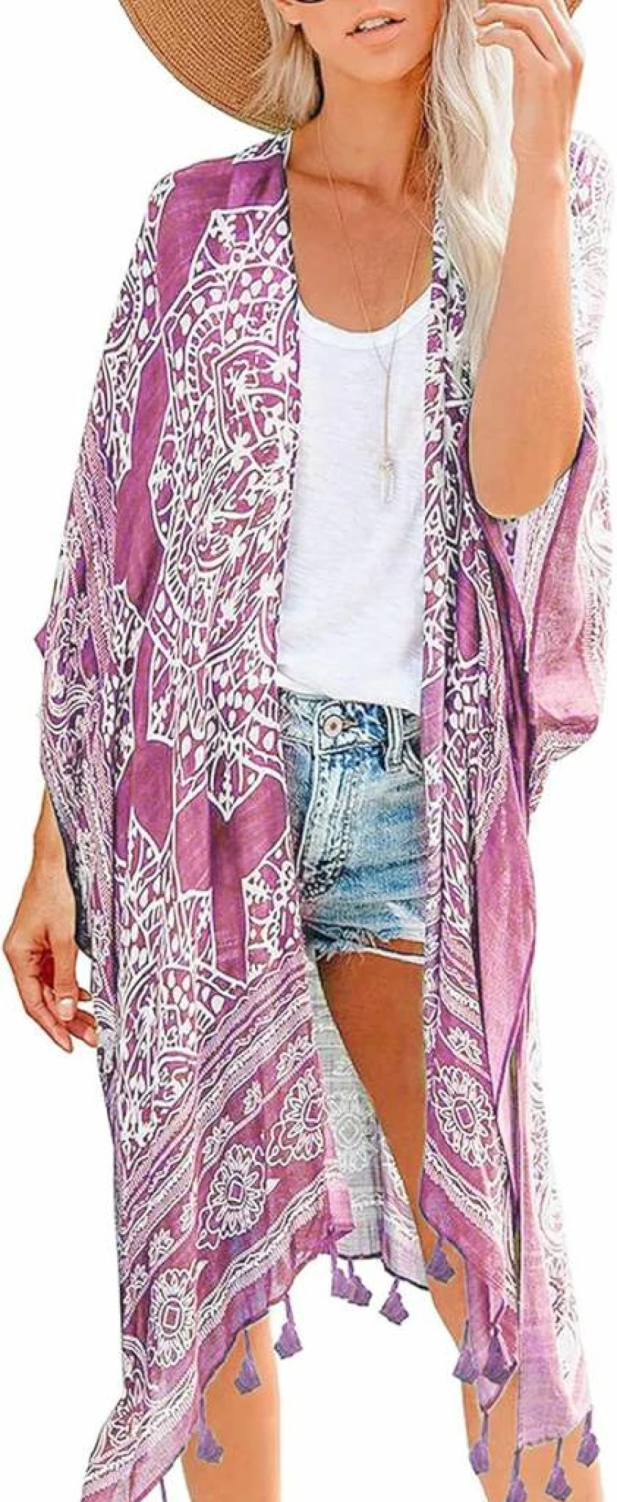 Breezy Lane Women's Kimono Cover Up - Lightweight Beach Cardigan for Summer Swimwear
