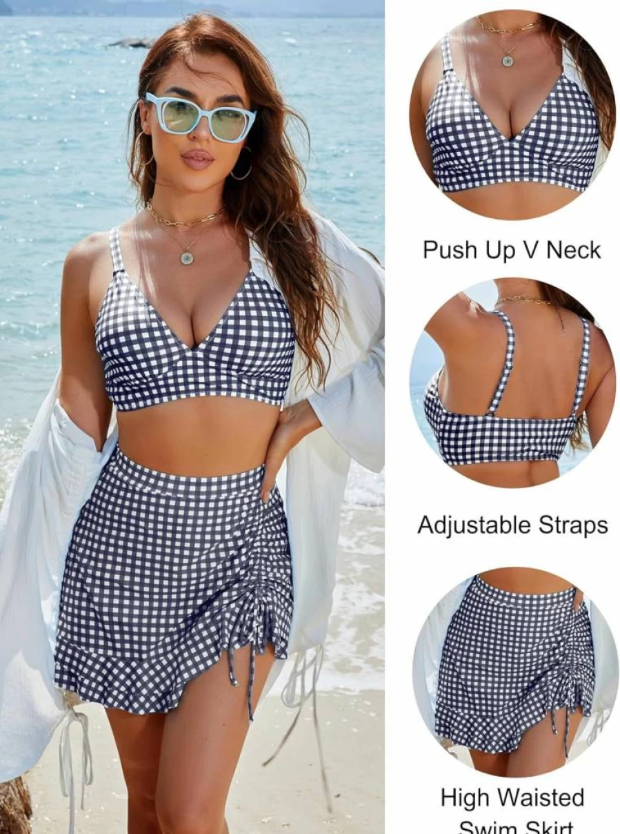Blooming Jelly Retro High Waisted Bikini Set with Tummy Control Swim Skirt - Two Piece Swimsuit for Women 2025