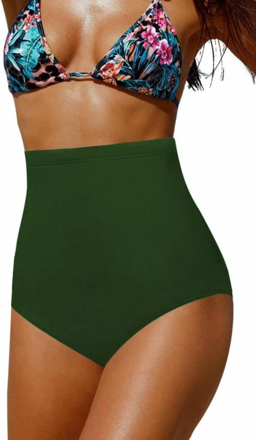Upopby Women's Plus Size High Waisted Swim Shorts Tummy Control Bikini Bottoms Tankini Swimwear